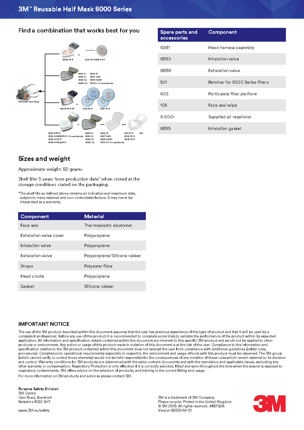 3M™ Half Facepiece Reusable Respirator 6200/07025(AAD), Medium: Economical, lightweight half-mask respirator—trusted protection with flexible filter compatibility. - Image 3