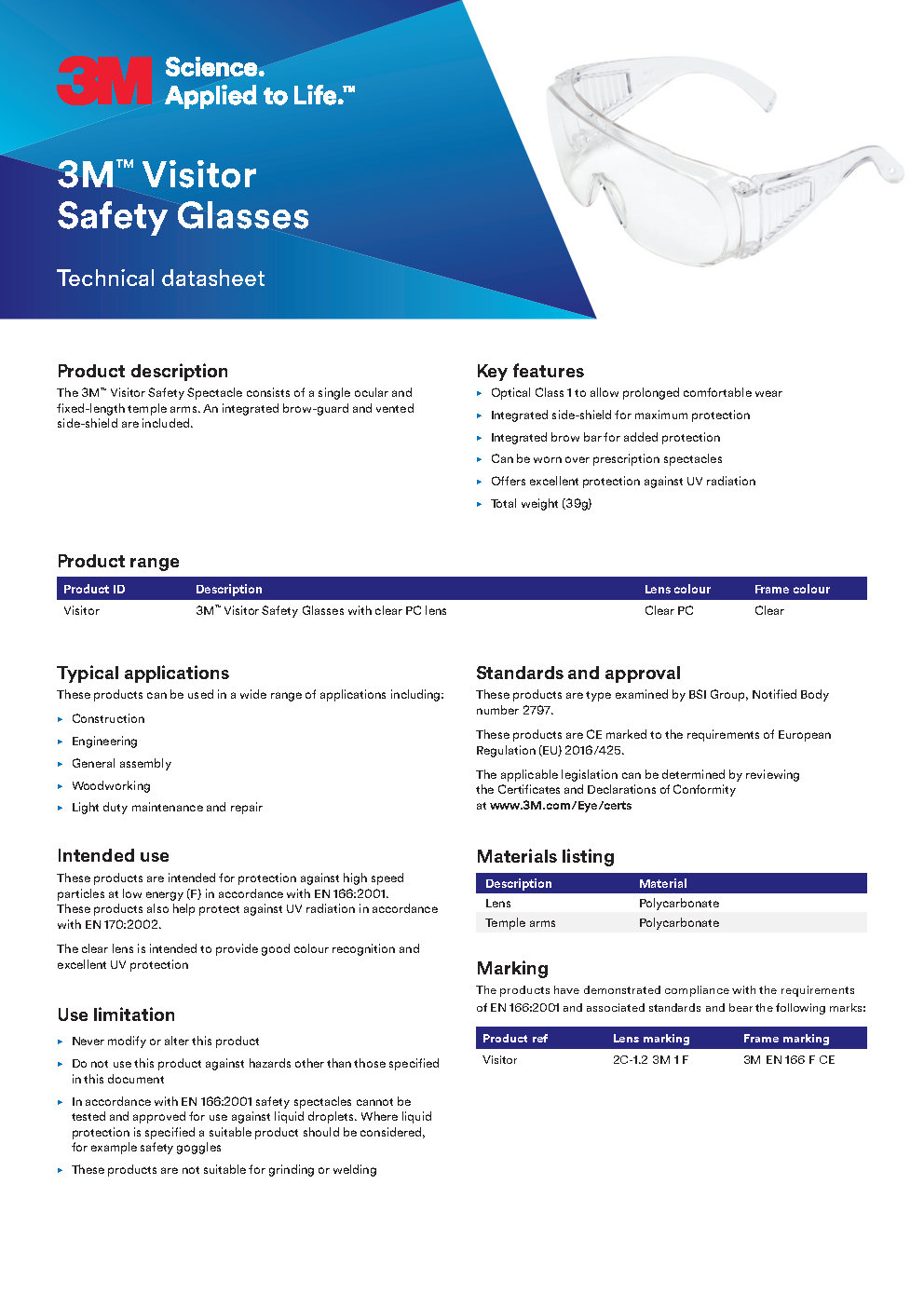 3M™ Visitor Safety Overspectacles – Economical, clear lens protection that fits comfortably over prescription glasses.